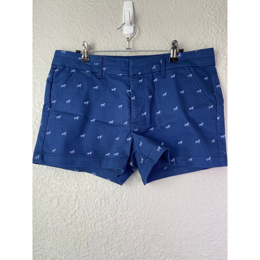 New Harper Francesca's Horse‎ Print Chino Shorts Casual Blue Everyday Size L